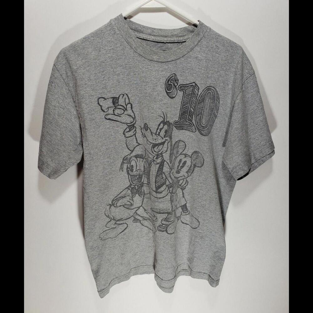 Mens Disney Tee Shirt Gray Mickey Friends Sketch 10 Cartoon Short Sleeve Sz Lg